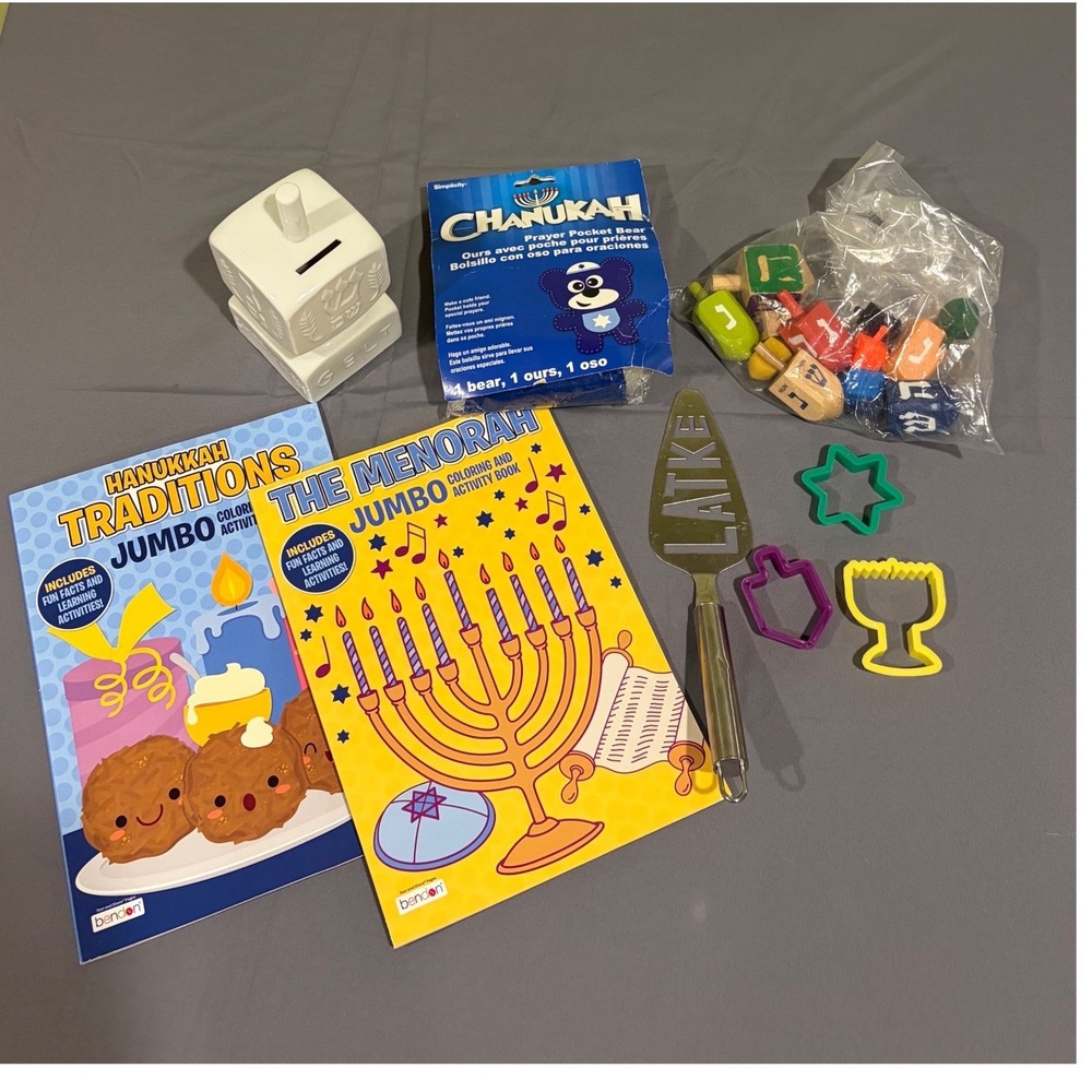 Hanukkah Activity Set Dreidel Gelt Bank Latke Server Coloring Books Cutters